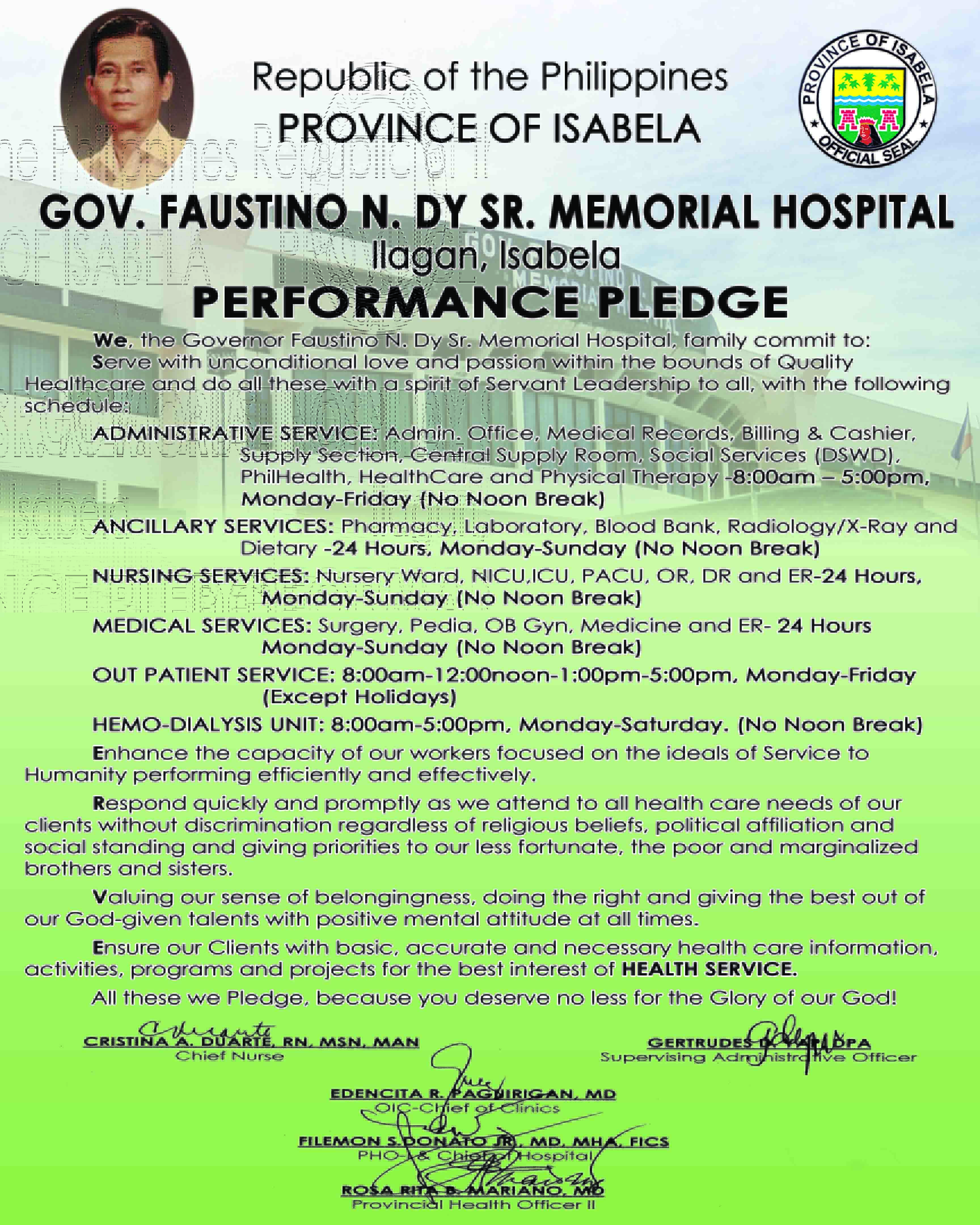 GFNDY Performance Pledge